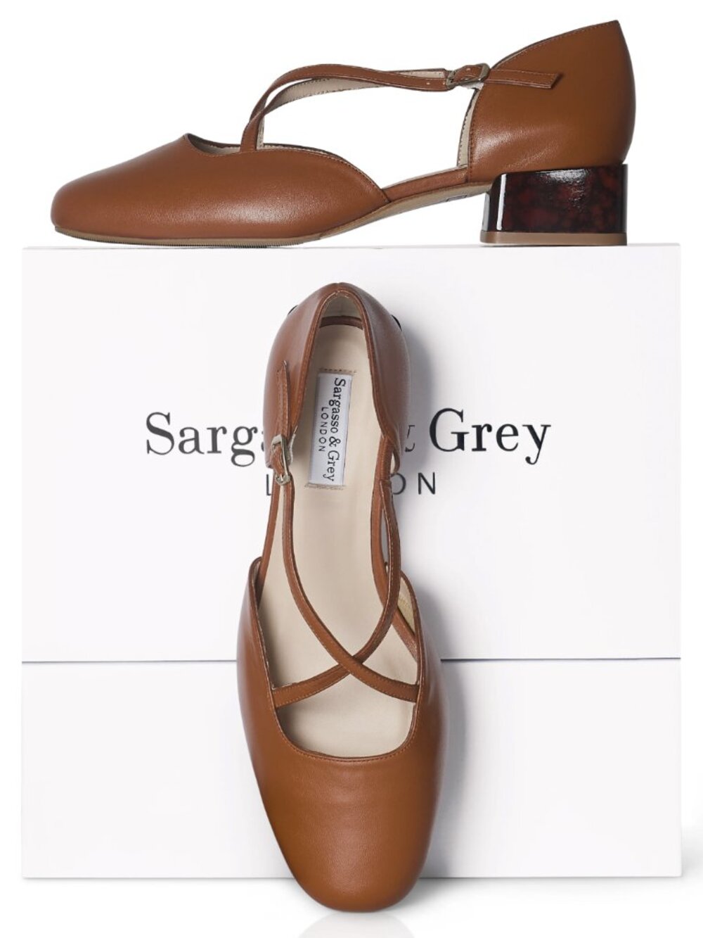 New Sargasso & Grey Fliss Brown Leather Pumps 8W - Picture 3 of 9